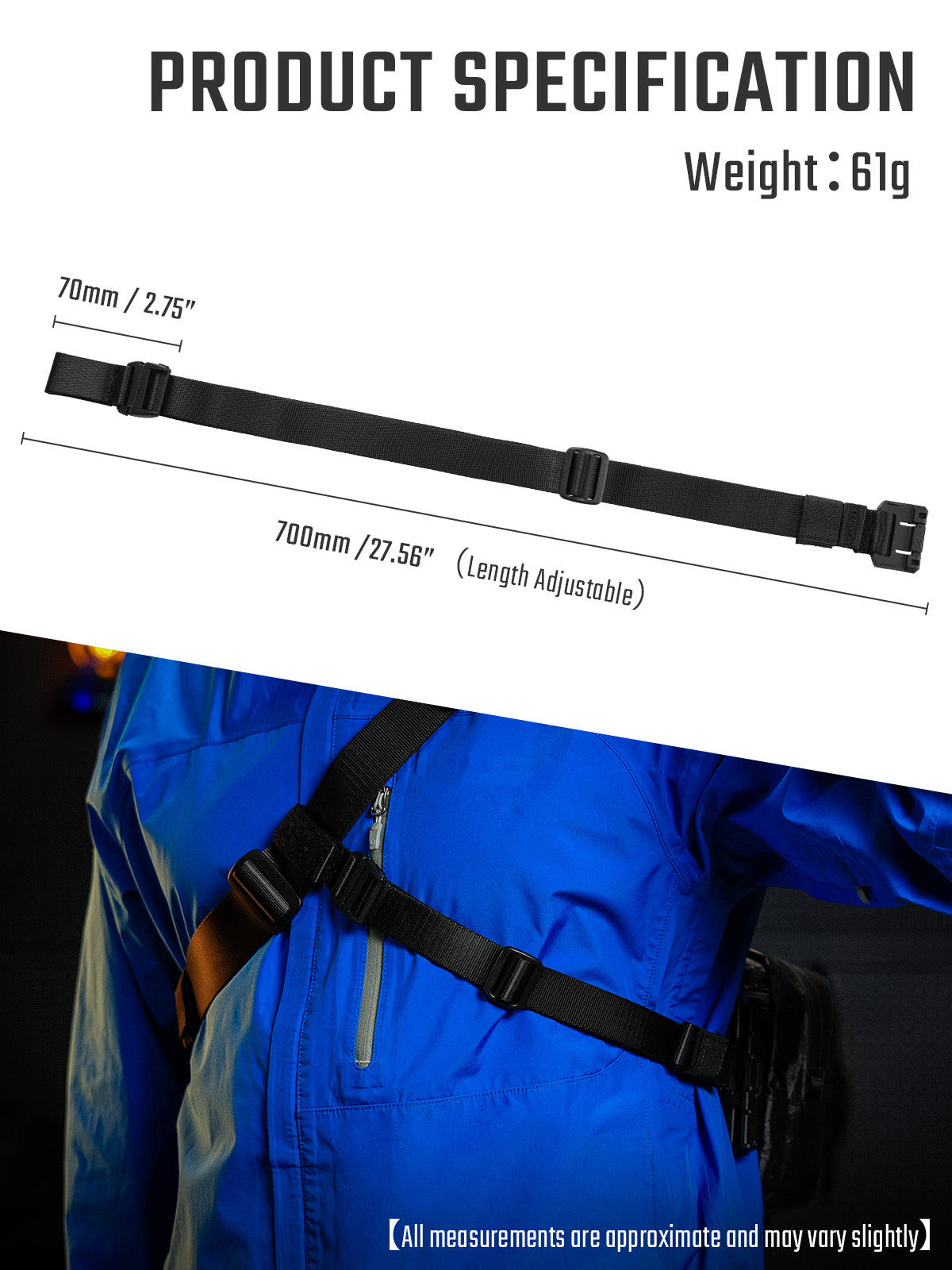 TGbelt1 軽量調節可能MOLLEショルダーストラップ
