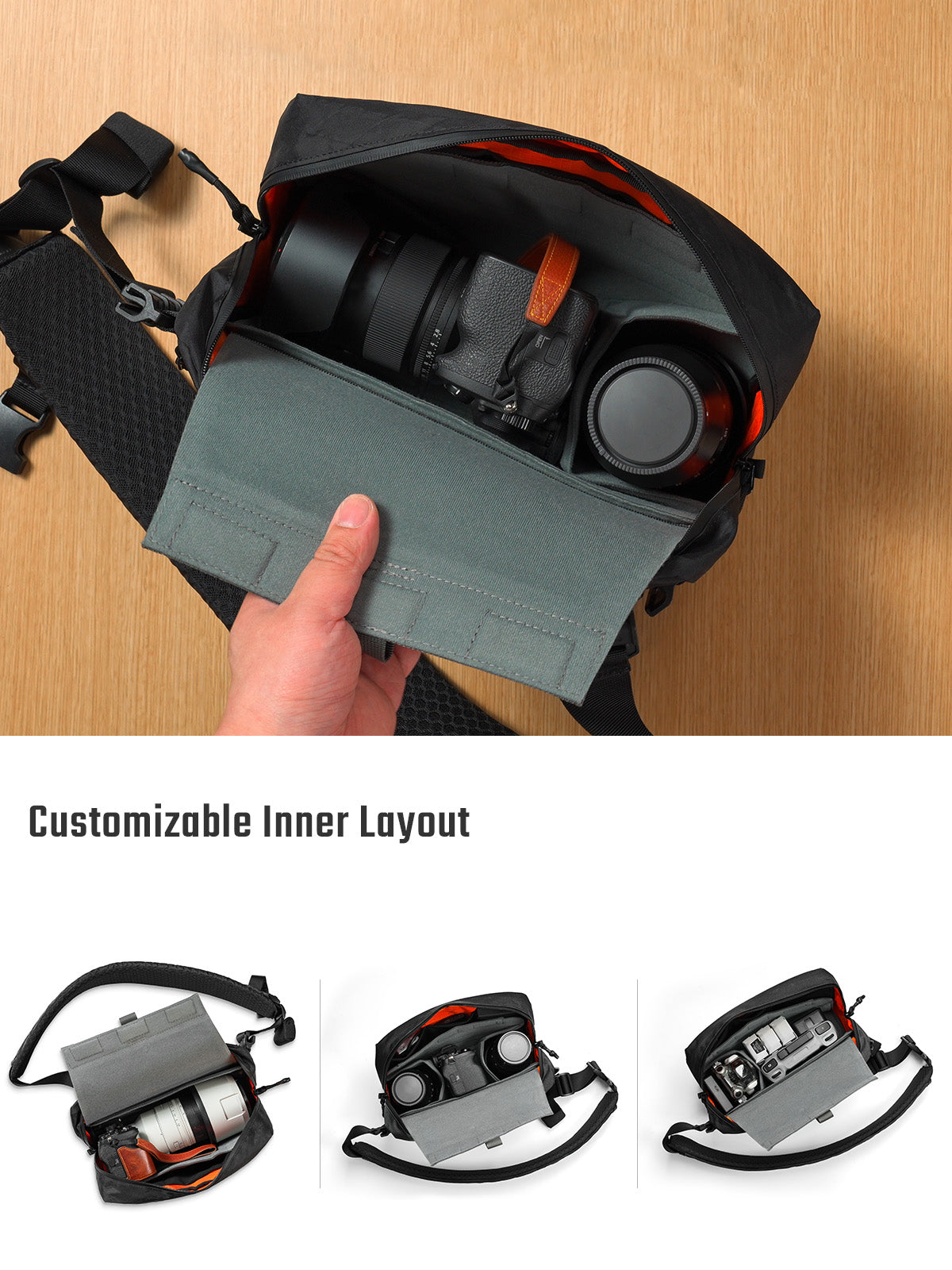 TCM9 Backpack Insert Camera Organizer - Compatible with the Cache L3 PRO