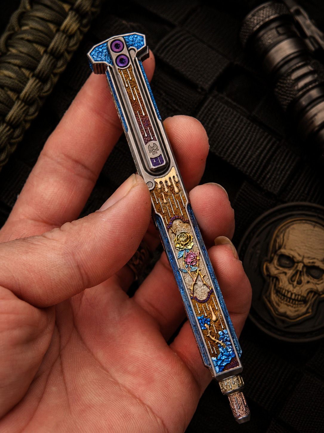 ONE-OFF "Blade of Bones" Artist Engraved EDC Pen by Xunmu|TacticalGeek Exclusive