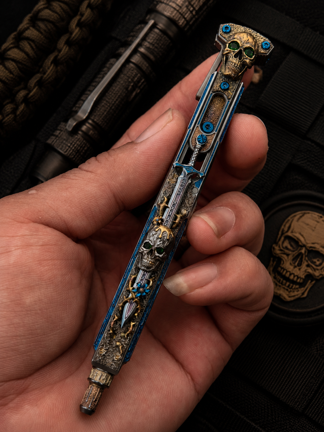 ONE-OFF "Blade of Bones" Artist Engraved EDC Pen by Xunmu|TacticalGeek Exclusive