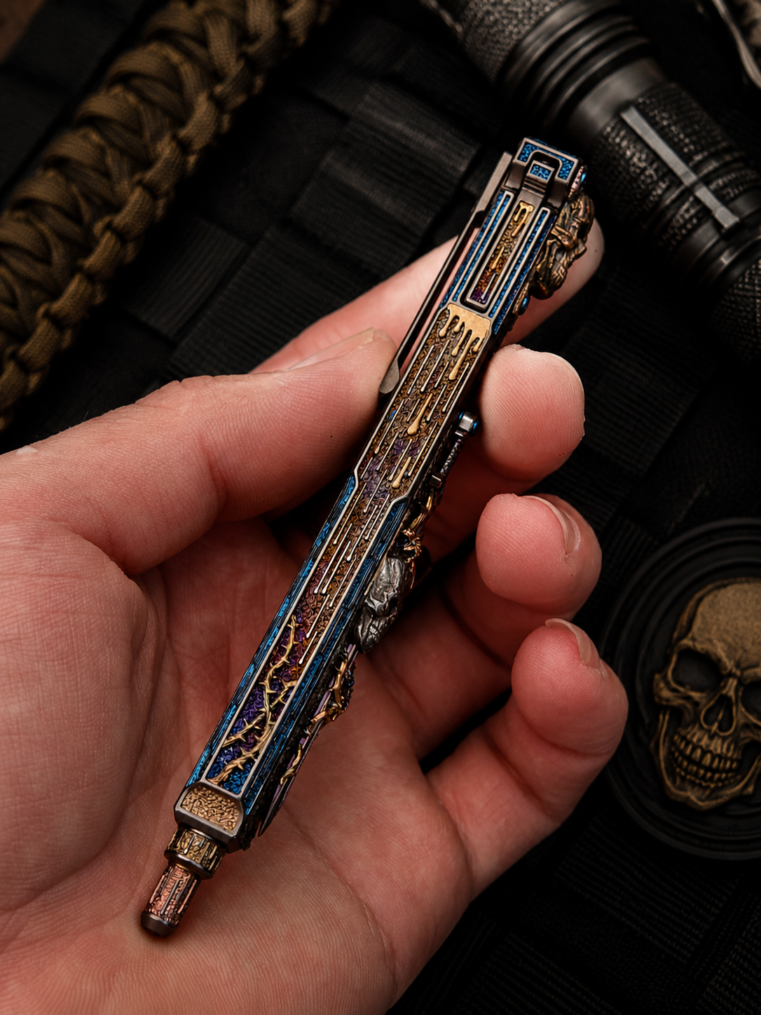 ONE-OFF "Blade of Bones" Artist Engraved EDC Pen by Xunmu|TacticalGeek Exclusive