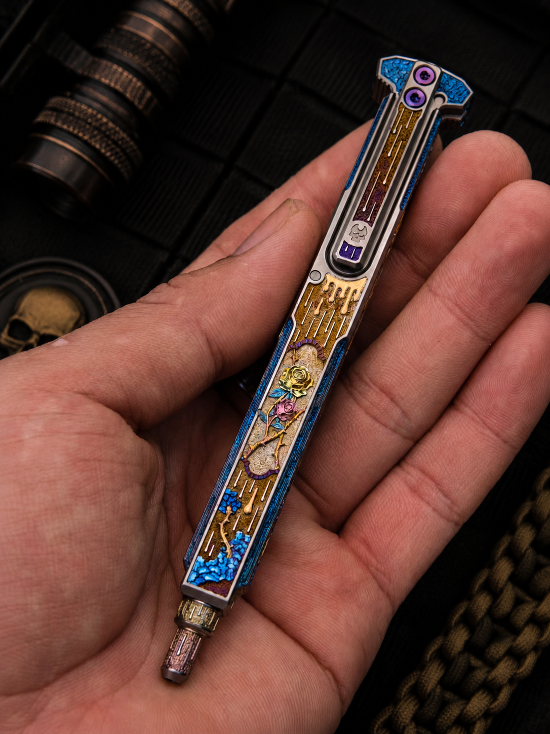 ONE-OFF "Blade of Bones" Artist Engraved EDC Pen by Xunmu|TacticalGeek Exclusive