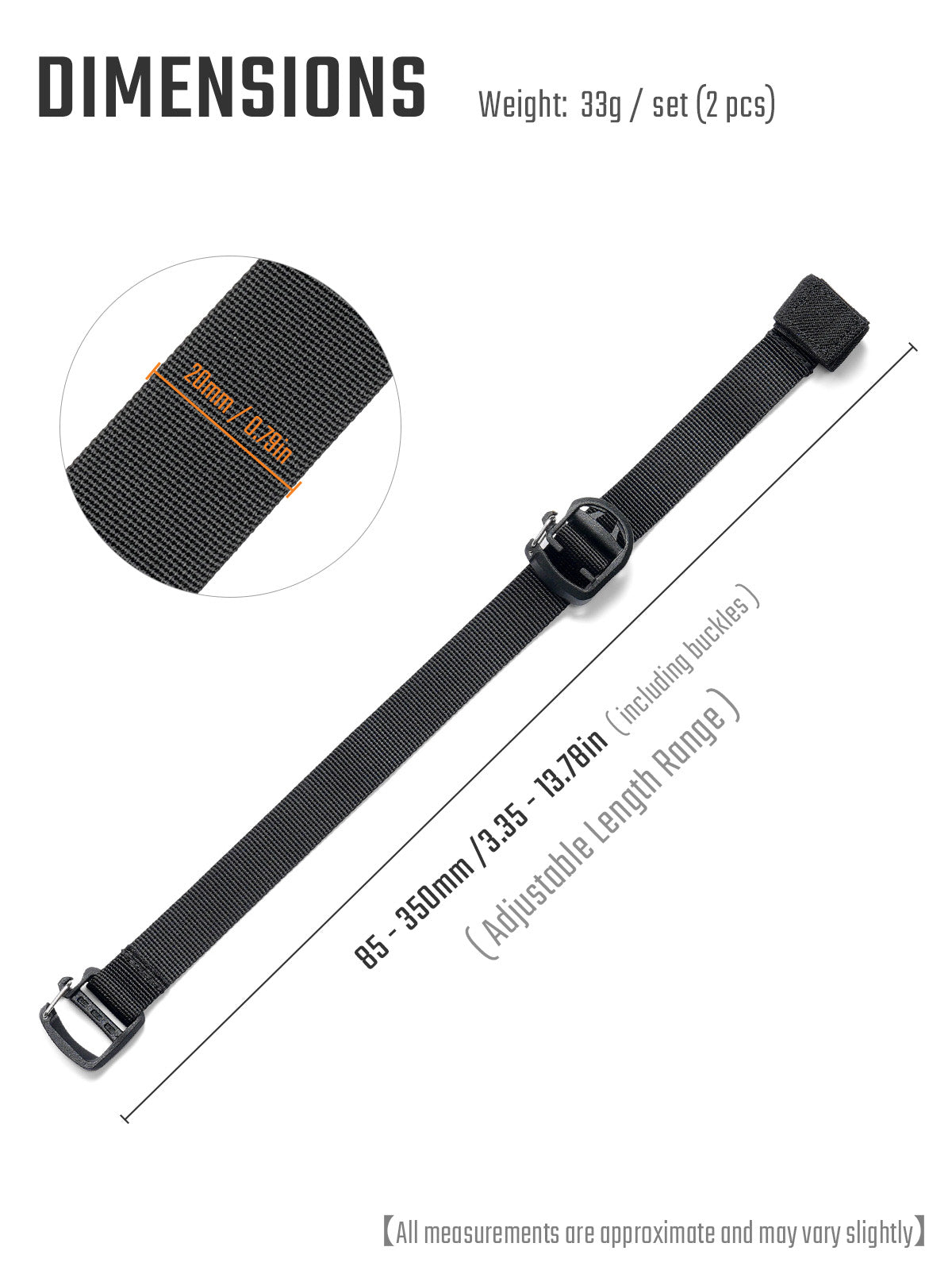 TGbelt16 Strap Tie (2pcs) – 20mm - Compatible with the Cache L7 Serious