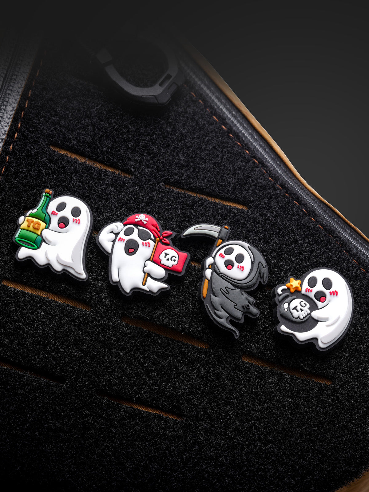 BooBoss ghost patch assortment attached to a loop panel