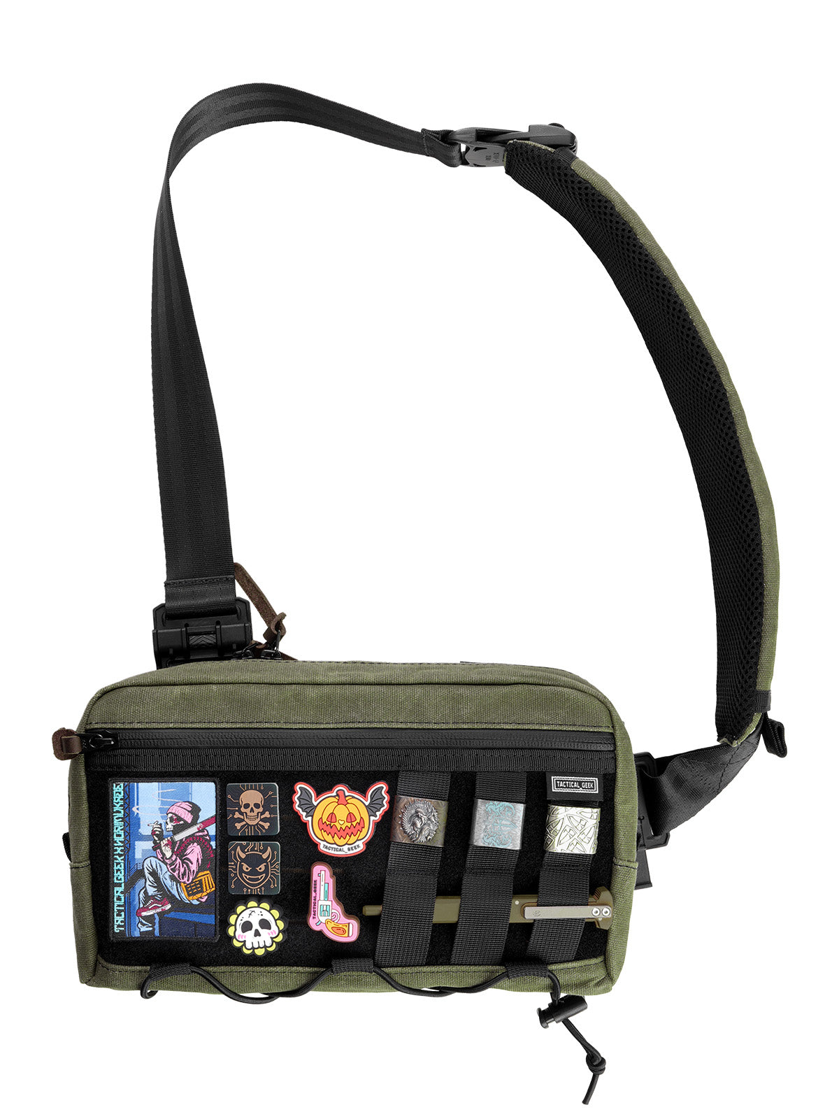 TacticalGeek Cache L3 EDC Shoulder Bag Waxed Canvas Green-1