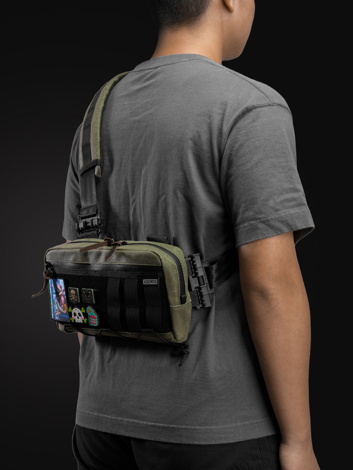 TacticalGeek Cache L3 EDC Shoulder Bag Waxed Canvas Green-5