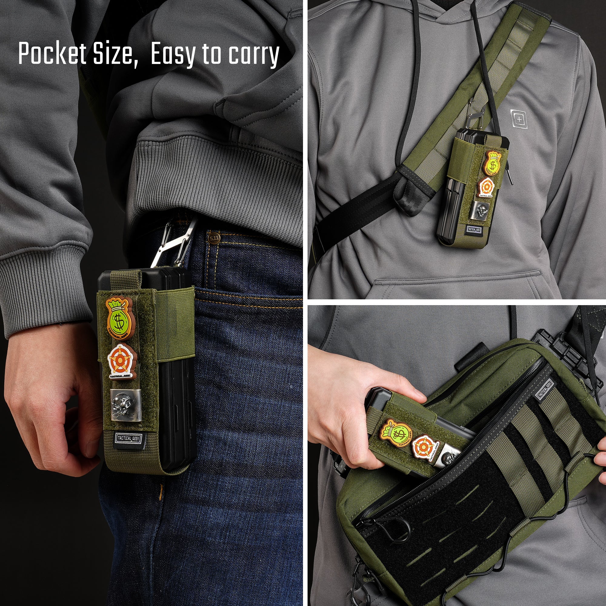 EXT6 Modular Storage and Organizing System, Velcro EDC Tool Holder / Power Bank Holder