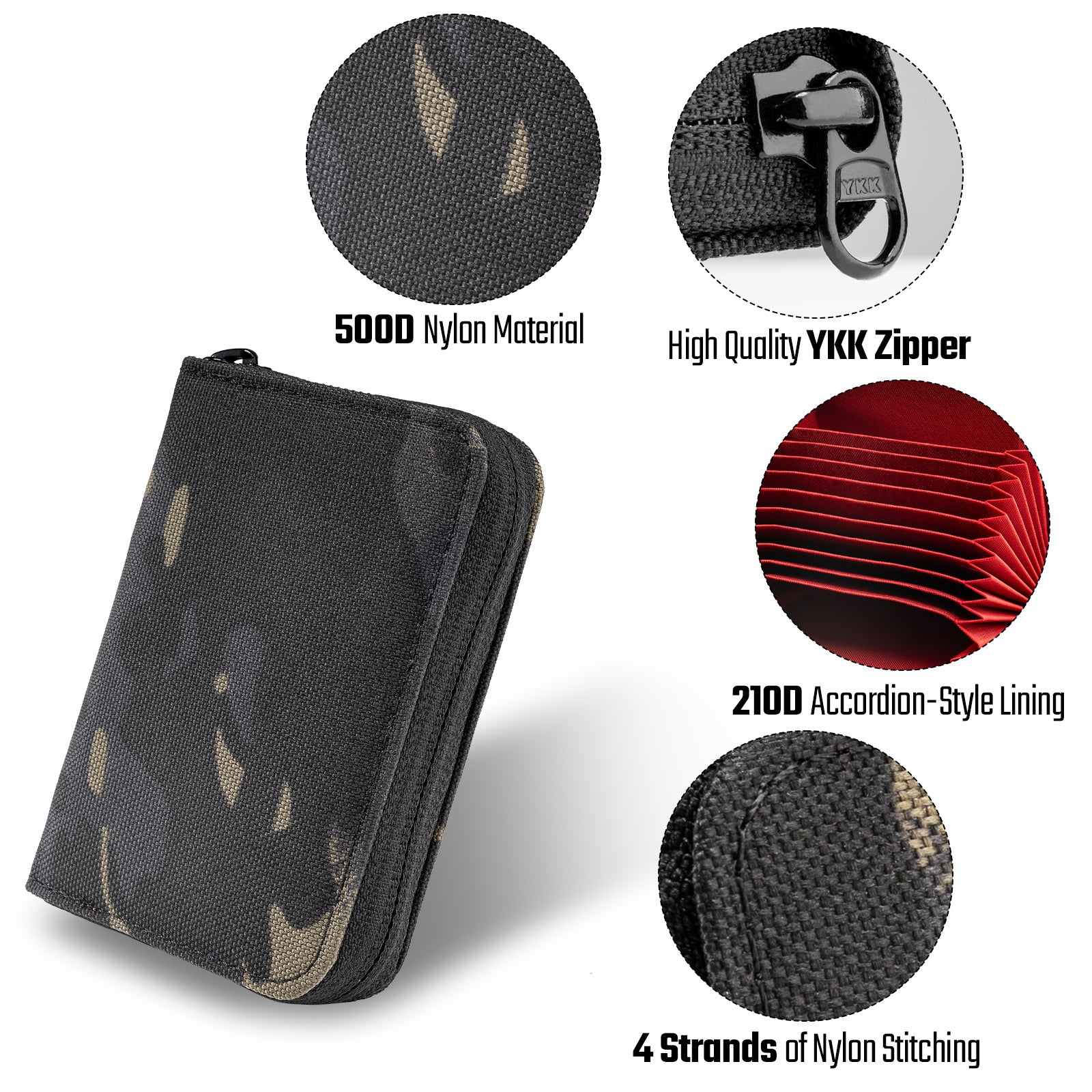 PC1 EDC Durable 11-Slot Nylon Card Holder for Credit Cards