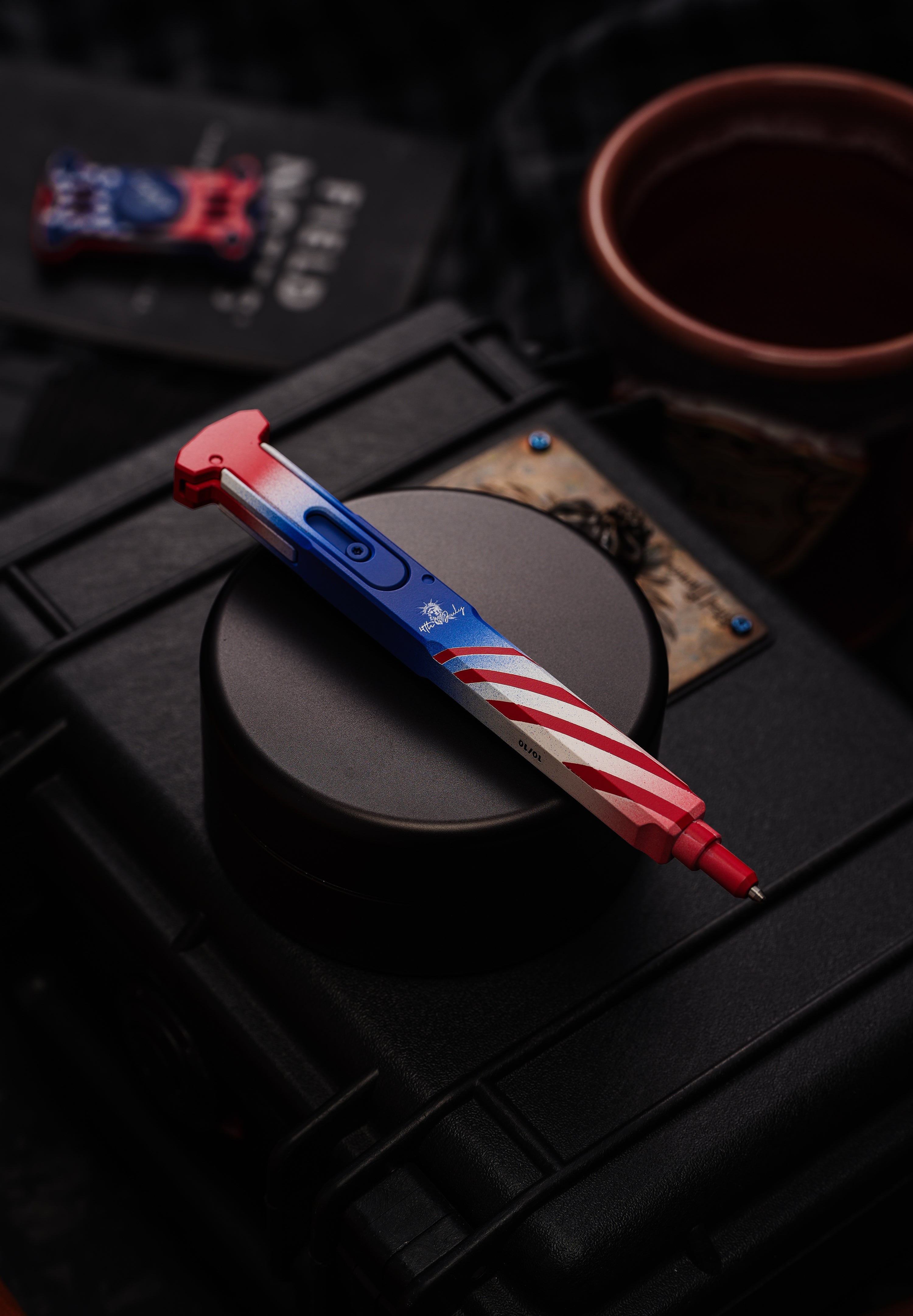TActuator12 Old Glory pen clip side detail