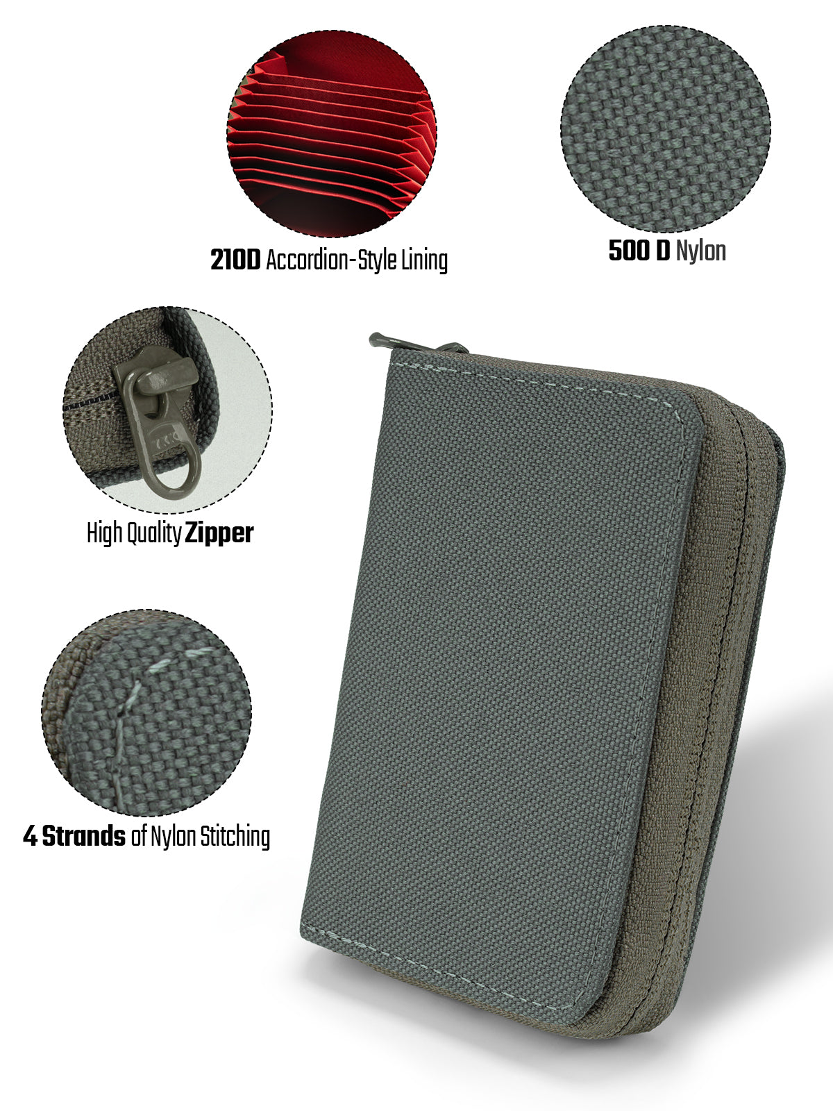 PC1 EDC Durable 11-Slot Nylon Card Holder for Credit Cards
