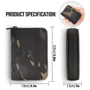 TACTICAL GEEK PC1 EDC Durable 11-Slot Nylon Card Holder for Credit Cards, Lightweight Zippered Minimalist Wallet for Men and Women, Ideal for Work Travel, with Coin Pouch, Ultra-light and Waterproof(Camo Black)