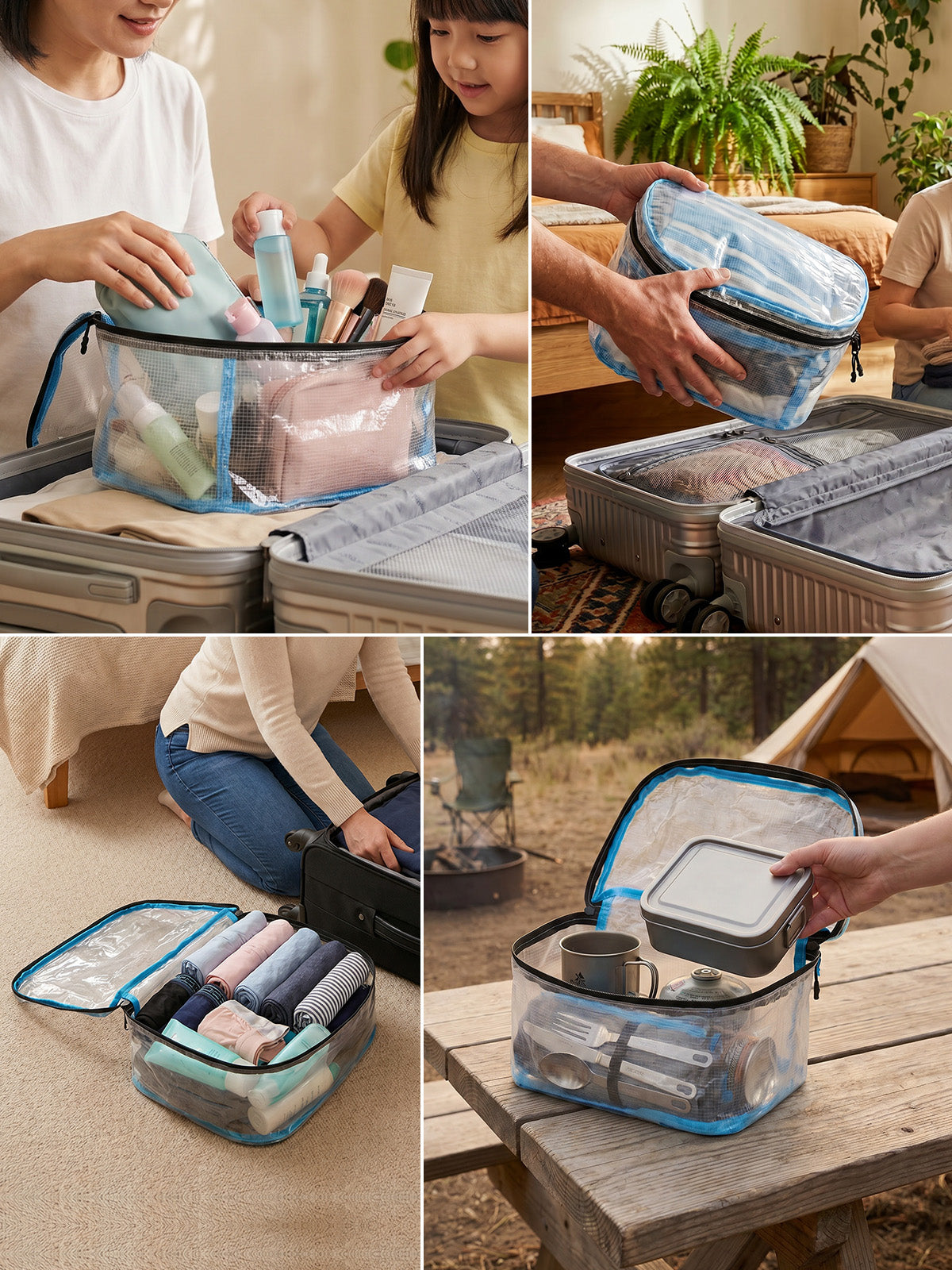 HS1 clear packing cube used for clothing, toiletries and travel storage