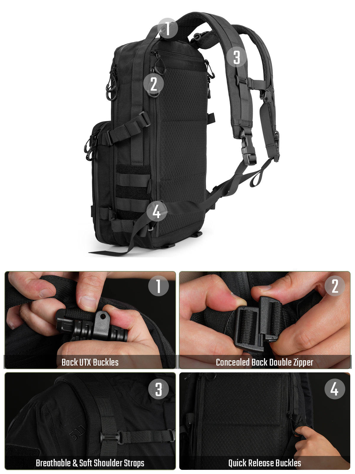 ModCase B2 アルティメット EDC タクティカル バックパック 14L (ブラック) 