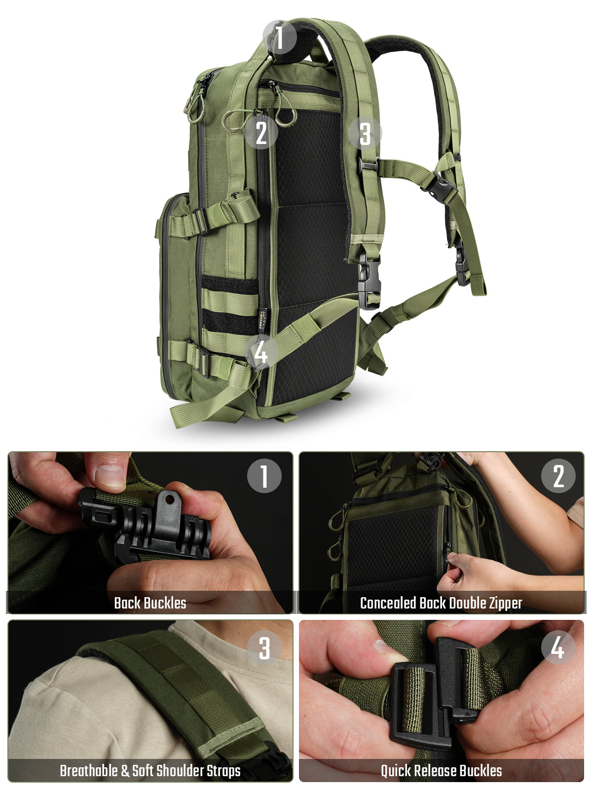 ModCase B2 アルティメット EDC タクティカル バックパック 14L (ブラック) 