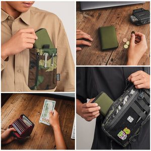TACTICAL GEEK PC1 EDC Durable 11-Slot Nylon Card Holder for Credit Cards, Lightweight Zippered Minimalist Wallet for Men and Women, Ideal for Work Travel, with Coin Pouch, Ultra-light and Waterproof(Camo Black)