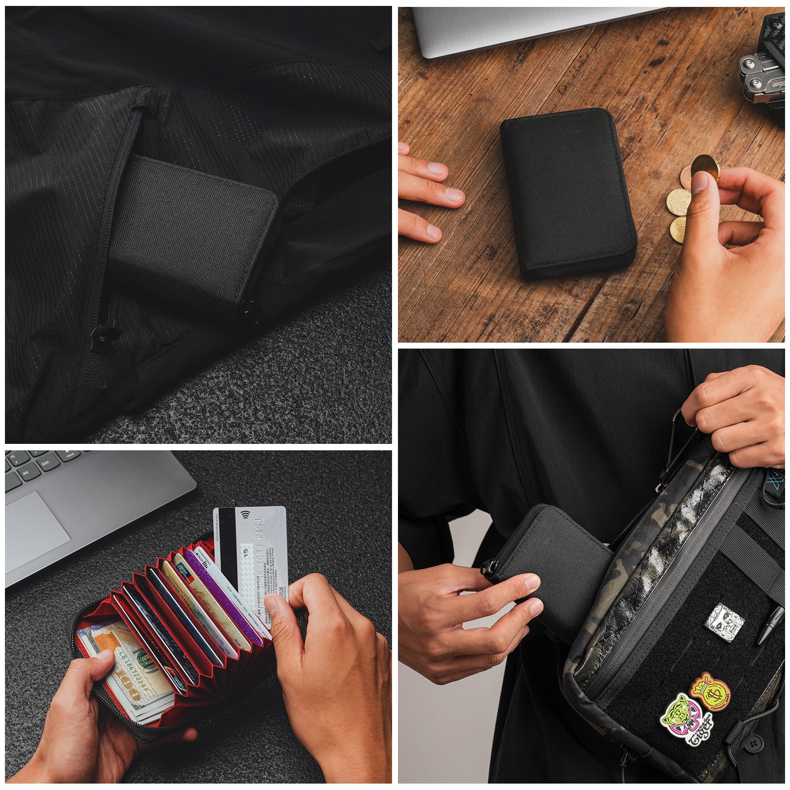 PC1 EDC Durable 11-Slot Nylon Card Holder for Credit Cards