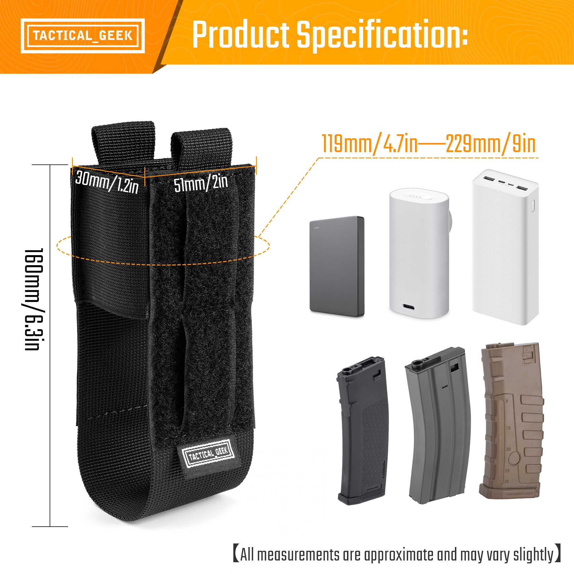 EXT6 Modular Storage and Organizing System, Velcro EDC Tool Holder / Power Bank Holder