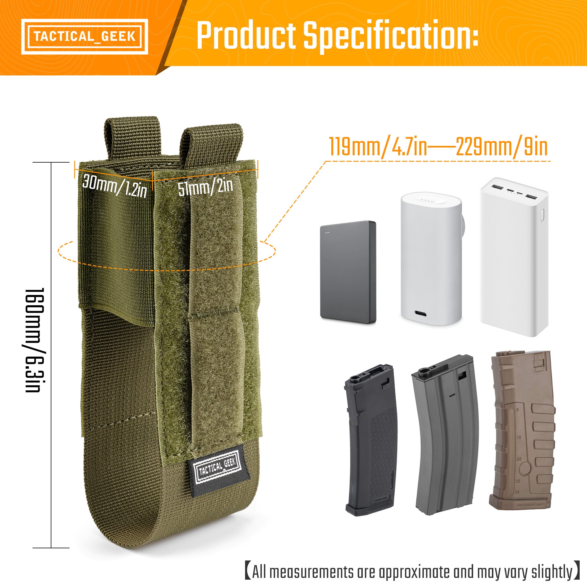 EXT6 Modular Storage and Organizing System, Velcro EDC Tool Holder / Power Bank Holder