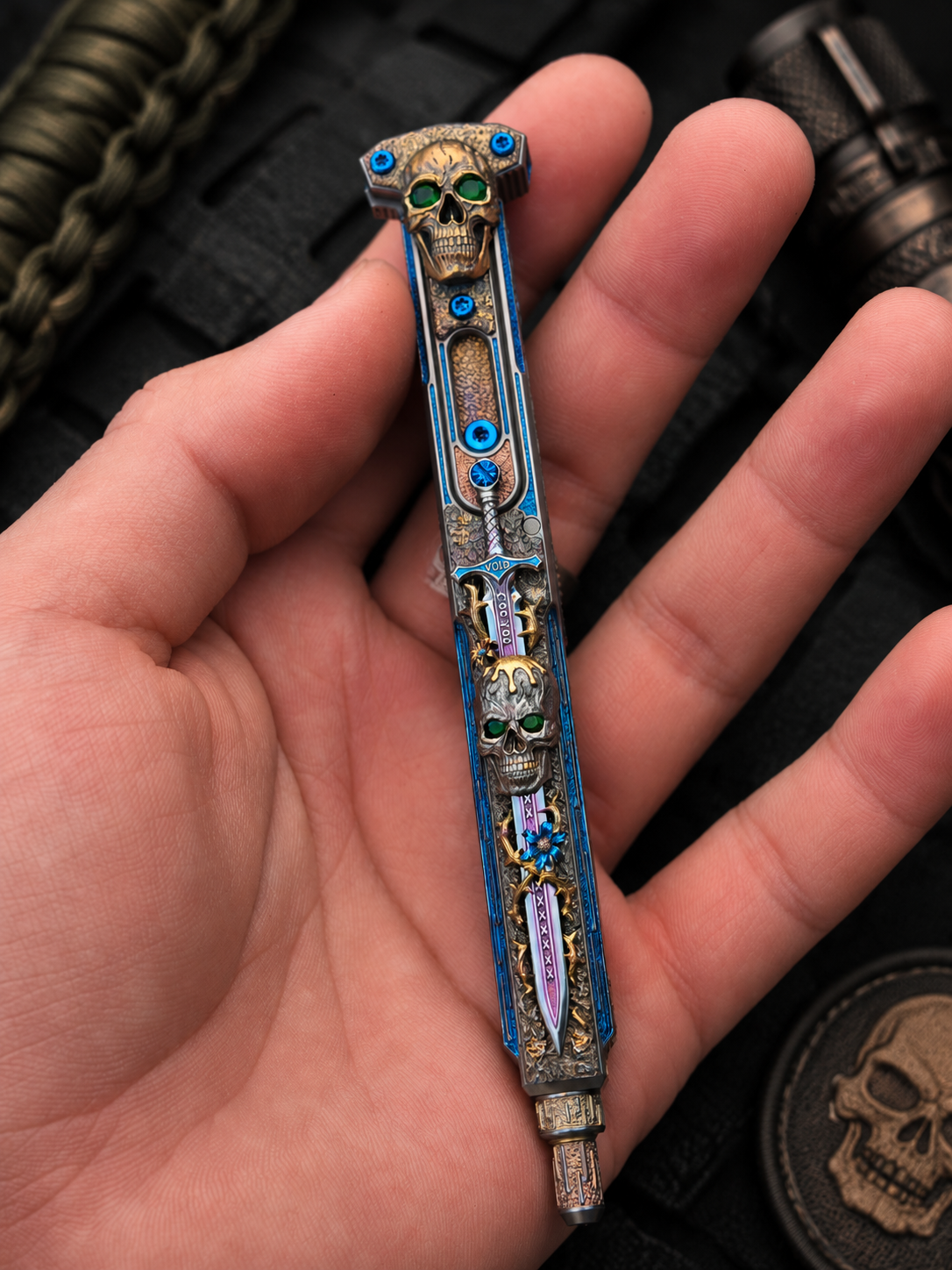 ONE-OFF "Blade of Bones" Artist Engraved EDC Pen by Xunmu｜TacticalGeek Exclusive