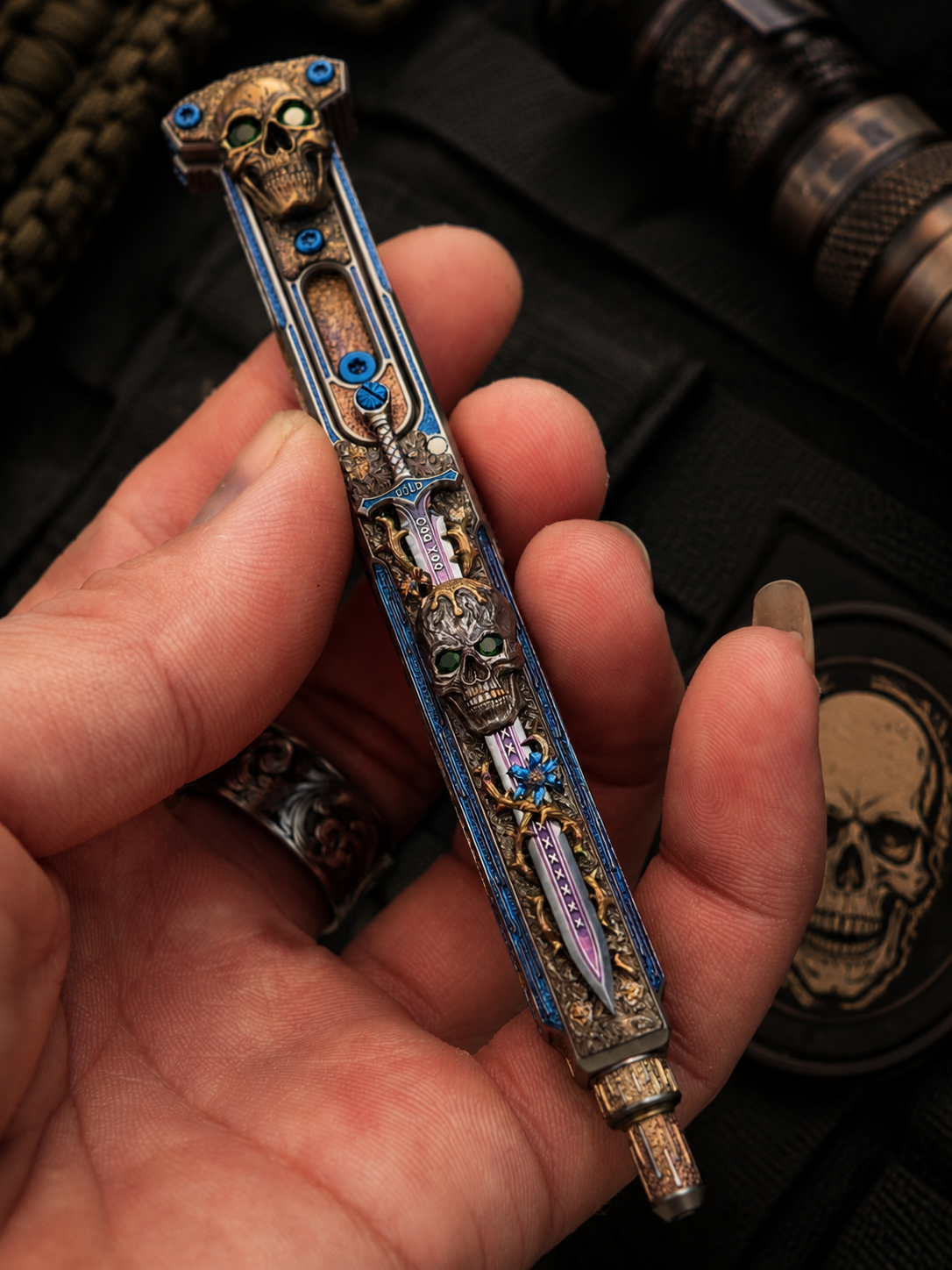 ONE-OFF "Blade of Bones" Artist Engraved EDC Pen by Xunmu｜TacticalGeek Exclusive
