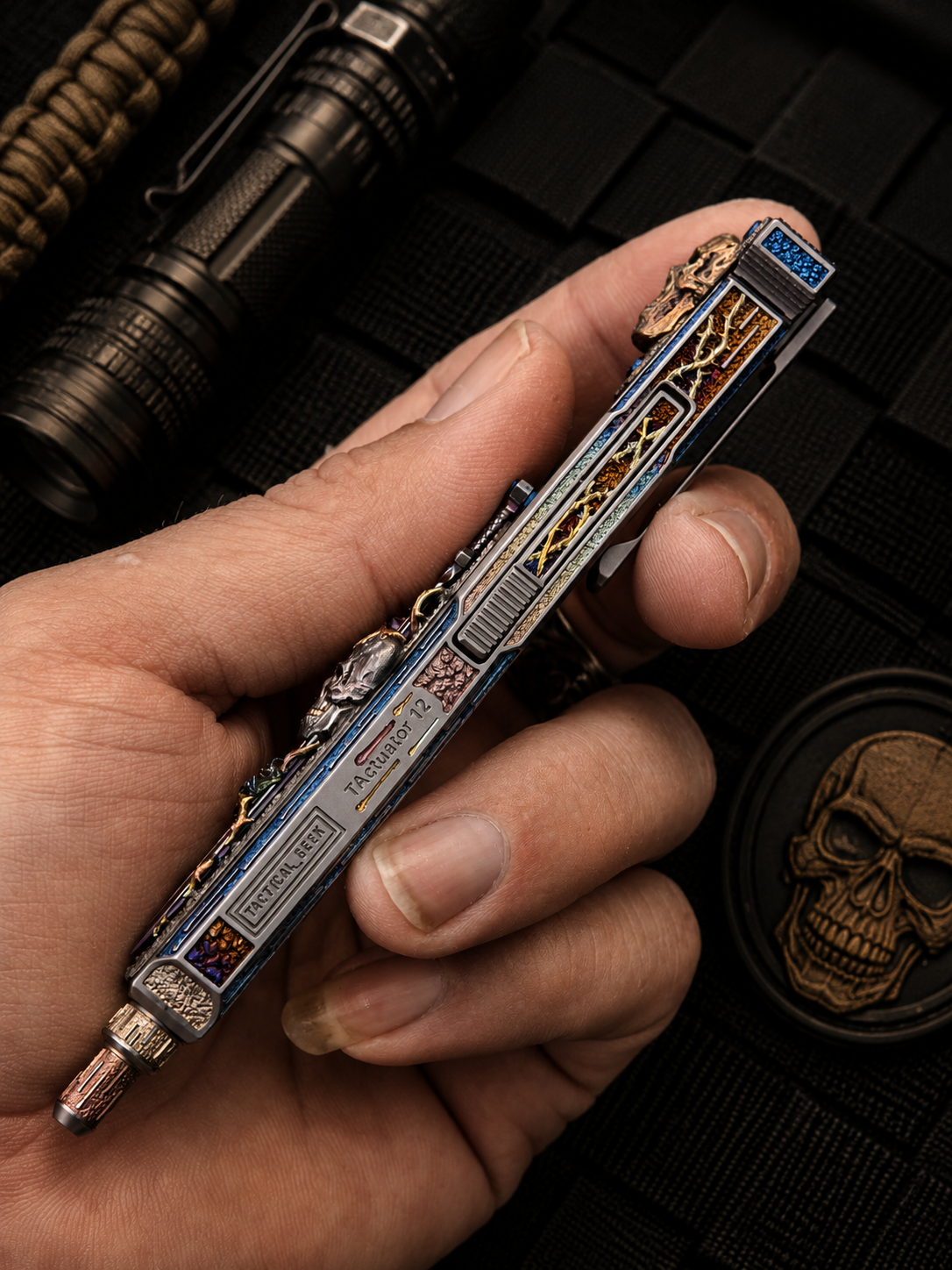 ONE-OFF "Blade of Bones" Artist Engraved EDC Pen by Xunmu｜TacticalGeek Exclusive