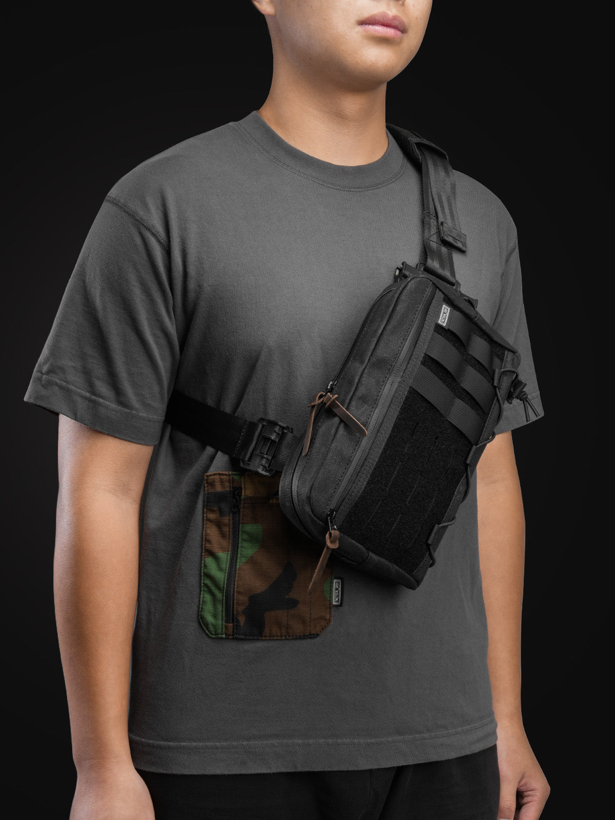 TacticalGeek Cache L3 EDC Shoulder Bag Waxed Canvas Black-4