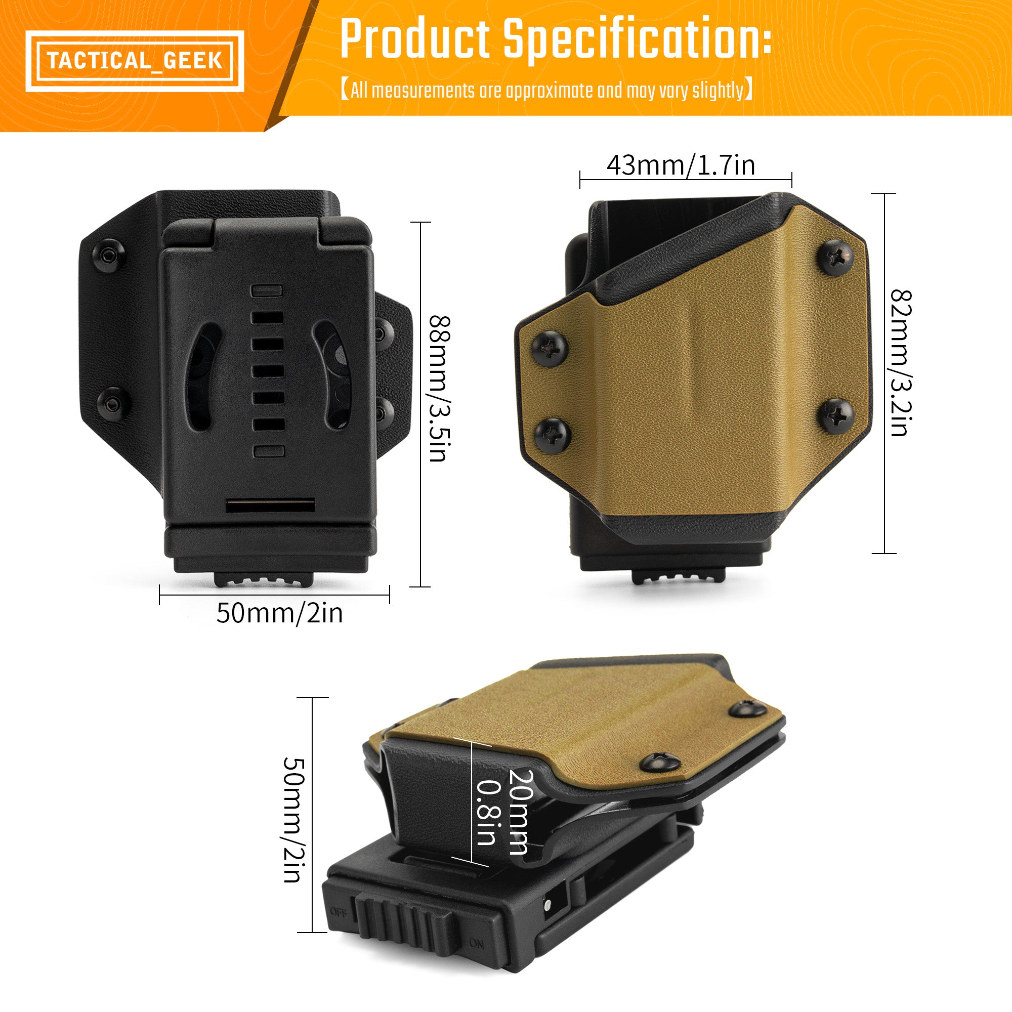 TacticalGeek TX1 Kydex Multitool Sheath Coyote Tan-3