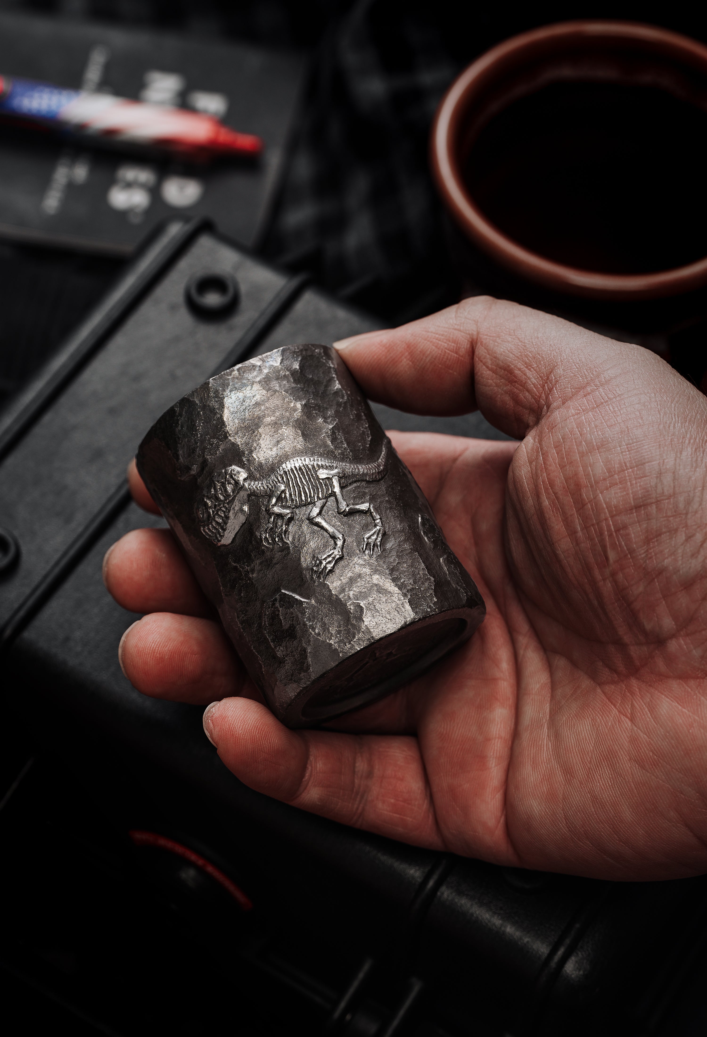 TacticalGeek x Sunizumi One-Off Hand-Carved Titanium Sake Cup: 