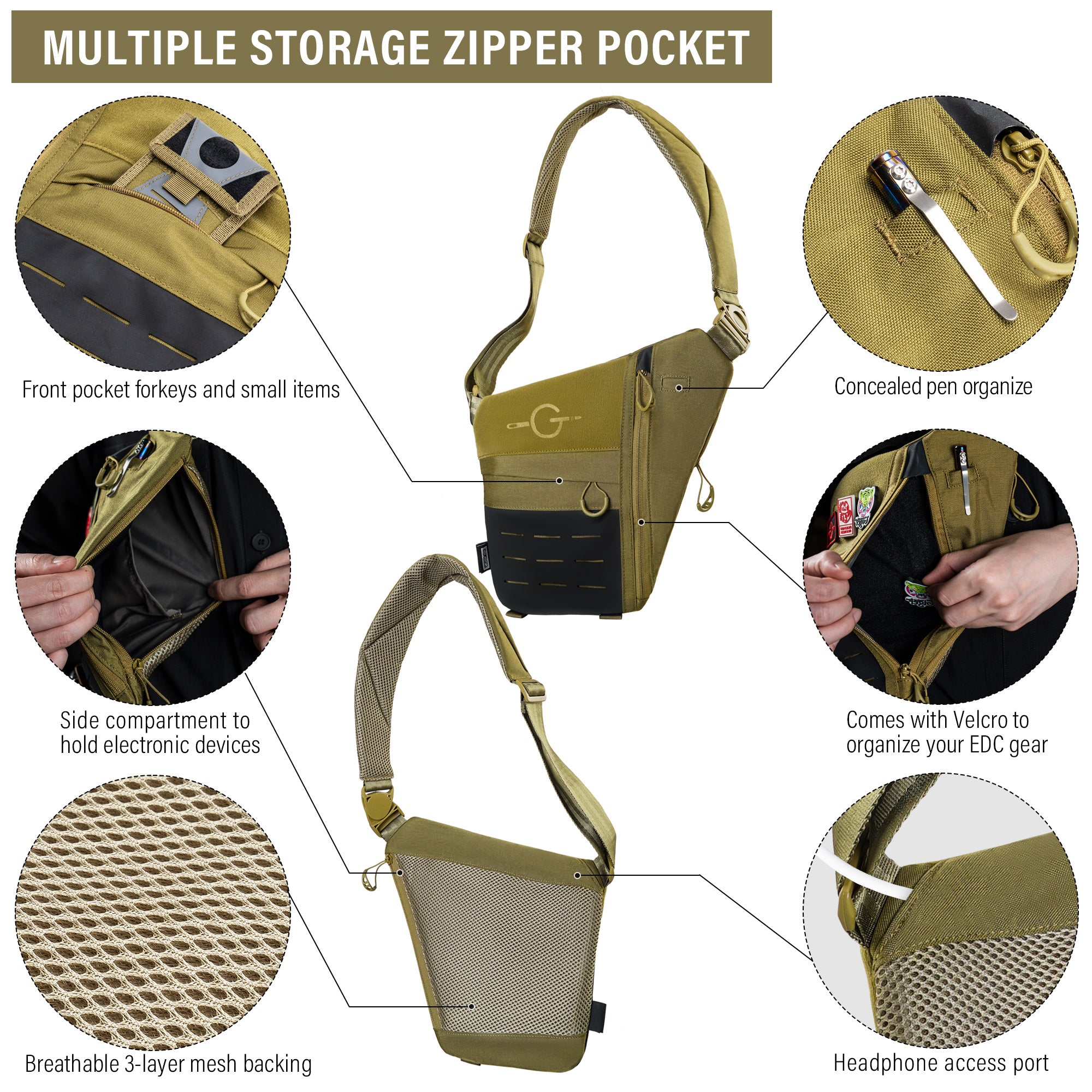 Cache L1 Concealed Carry Shoulder Bag （Tan）